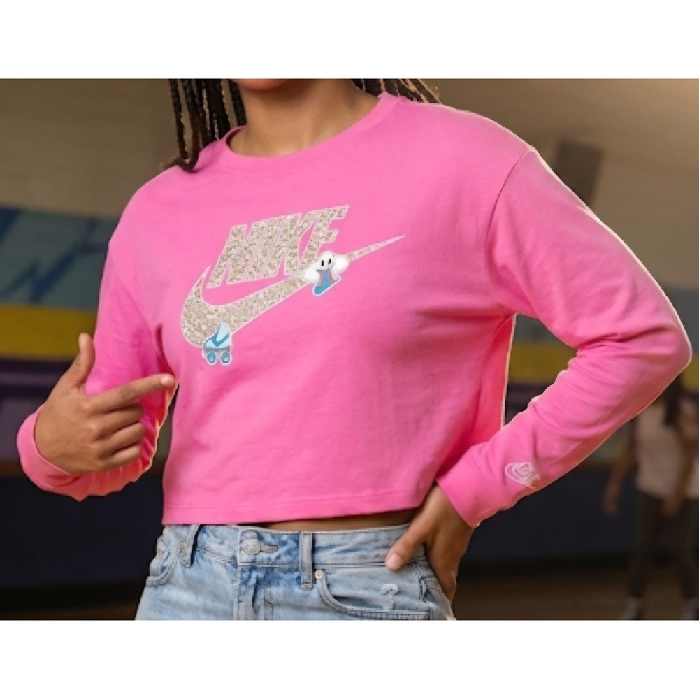 Nike‎ Girls Notebook Logo Knit Top Playful Pink Size 6X